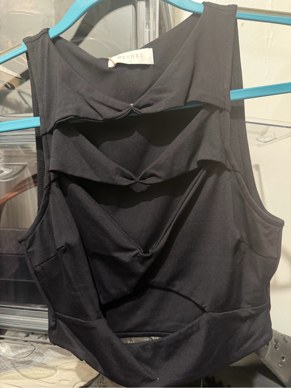 Meshki Black Layered Cutout Tank